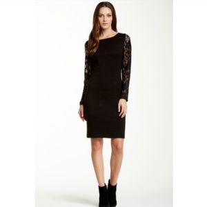 NEW ELIZA J Black Lace Sleeve Sweater Dress XL